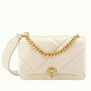 Petit sac Bvlgari Serpenti Cabochon en cuir blanc