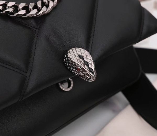 Sac moyen Bvlgari Serpenti Cabochon en cuir de veau noir – Image 10