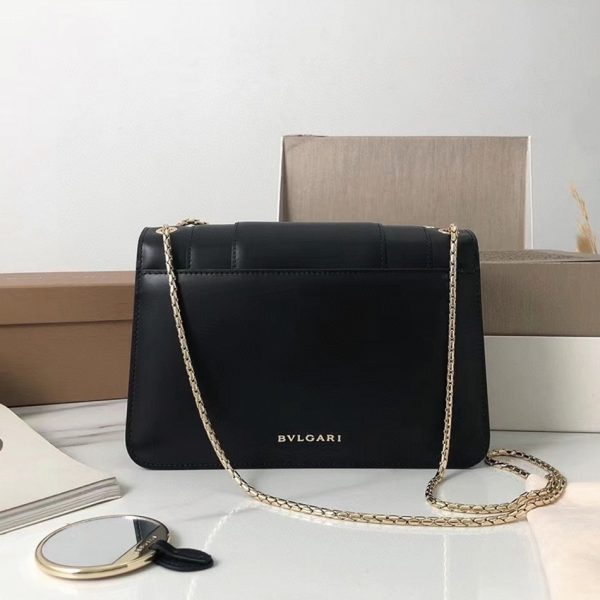 Sac à bandoulière moyen Bvlgari Serpenti Forever en cuir de veau noir – Image 6