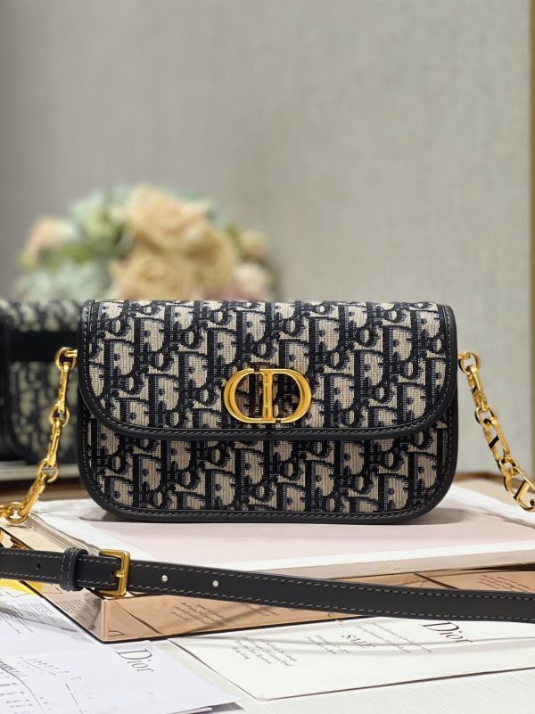 Fausse Sac Dior 30 Montaigne Avenue en jacquard Oblique bleu – Image 2