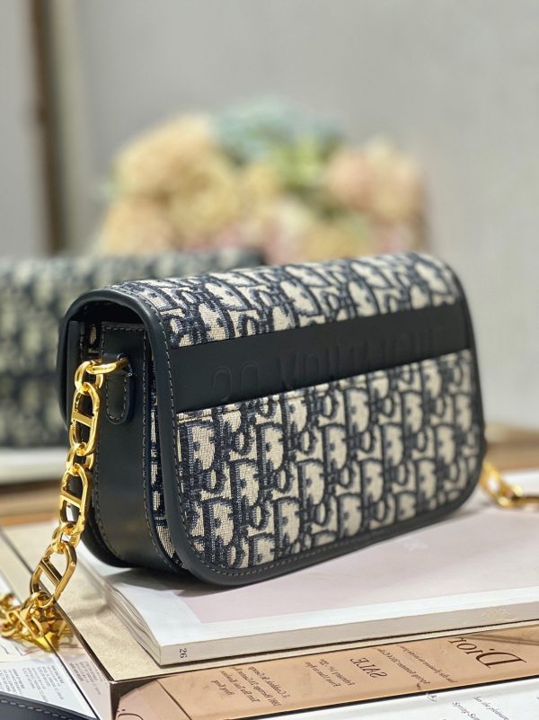 Fausse Sac Dior 30 Montaigne Avenue en jacquard Oblique bleu – Image 3