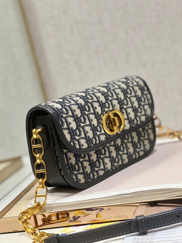 Fausse Sac Dior 30 Montaigne Avenue en jacquard Oblique bleu – Image 5