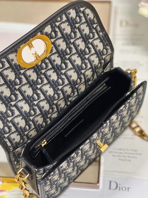 Fausse Sac Dior 30 Montaigne Avenue en jacquard Oblique bleu – Image 6