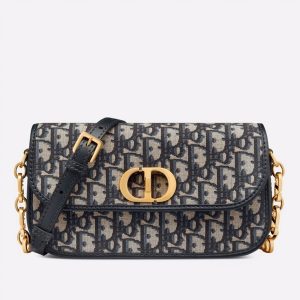 Fausse Sac Dior 30 Montaigne Avenue en jacquard Oblique bleu