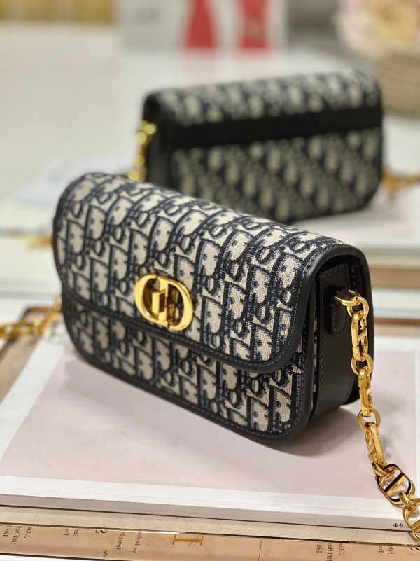 Fausse Sac Dior 30 Montaigne Avenue en jacquard Oblique bleu – Image 8