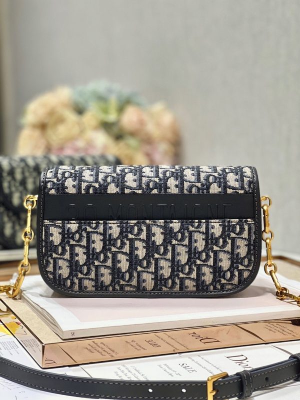 Fausse Sac Dior 30 Montaigne Avenue en jacquard Oblique bleu – Image 9