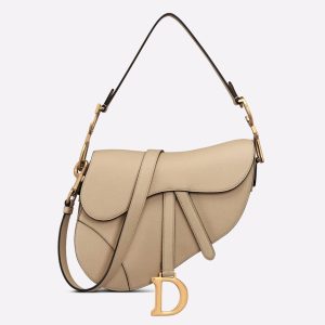 Réplique Sac Saddle Dior avec bandoulière en veau grainé sable