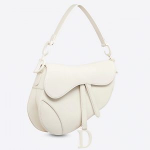 Fausse Sac Saddle Dior en veau ultramat blanc