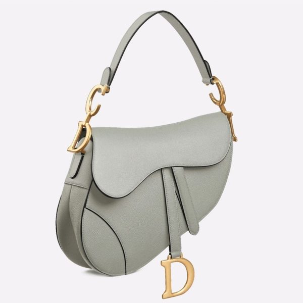 Fausse Sac Saddle Dior en veau grainé gris