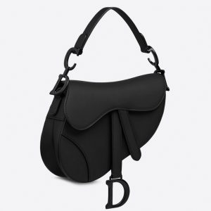 Contrefaçon Mini Sac Saddle Dior en veau ultramat noir