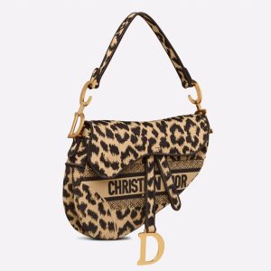 Réplique Sac Saddle Dior en broderie Mizza multicolore beige