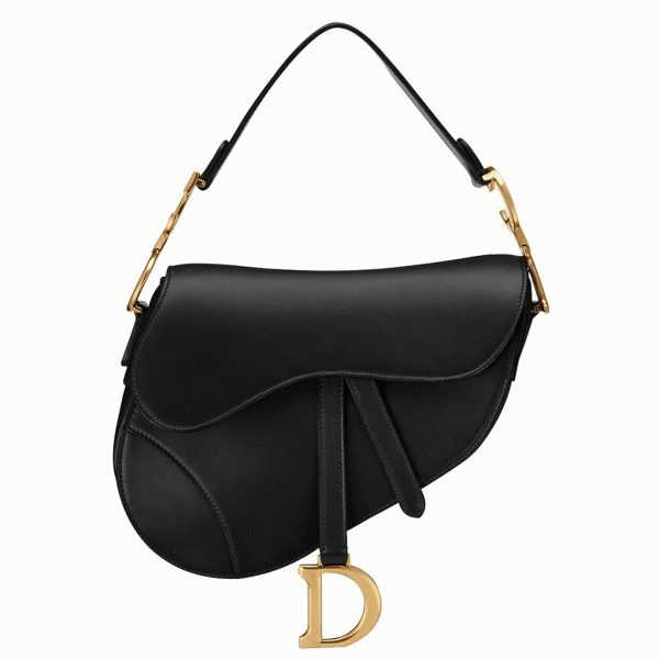 Fausse Sac Saddle Dior en veau lisse noir