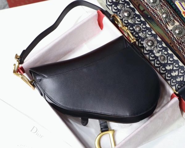 Fausse Sac Saddle Dior en veau lisse noir – Image 6