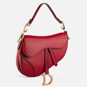Réplique Sac Saddle Dior en veau lisse rouge
