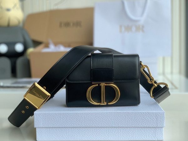 Réplique Sac Dior 30 Montaigne Box en veau box noir – Image 8