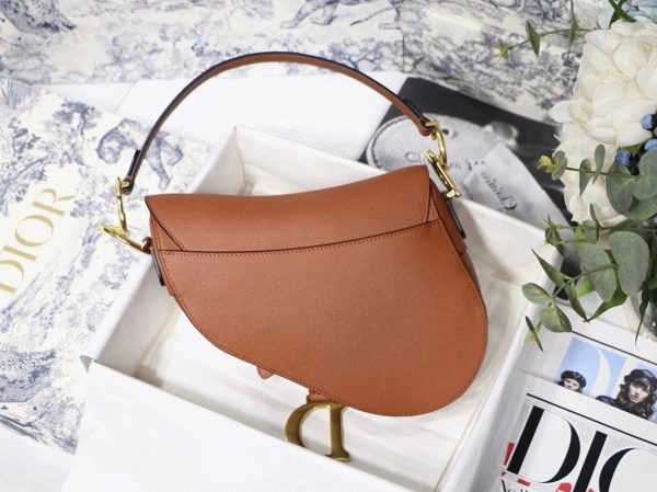 Réplique Sac Saddle Dior en veau grainé brun foncé – Image 7