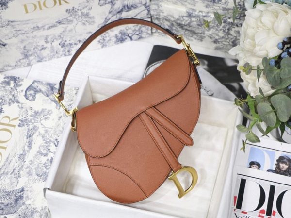 Réplique Sac Saddle Dior en veau grainé brun foncé – Image 10