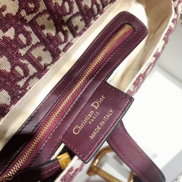 Faux Sac Saddle Dior en jacquard Oblique bordeaux – Image 8