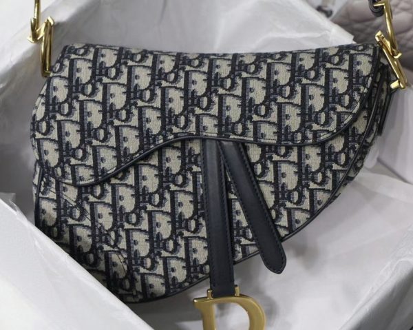 Contrefaçon Sac Saddle Dior en jacquard Oblique bleu – Image 2