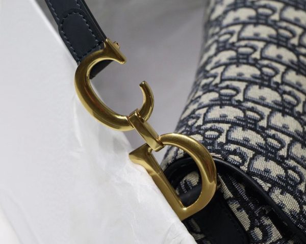 Contrefaçon Sac Saddle Dior en jacquard Oblique bleu – Image 4