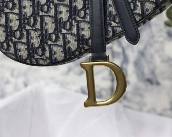Contrefaçon Sac Saddle Dior en jacquard Oblique bleu – Image 5