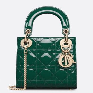Fausse Mini Sac Dior Lady Dior avec chaîne en vert