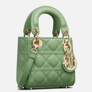 Contrefaçon Micro Sac Lady Dior en agneau cannage menthe