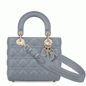 Fausse Petit Sac Lady Dior My ABCDior en agneau cannage bleu