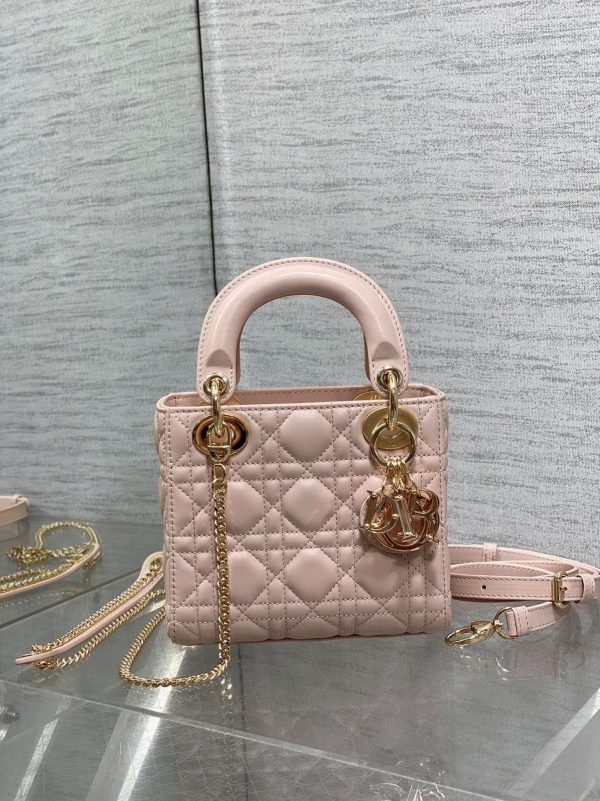 Fausse Mini Sac Lady Dior en rose – Image 5