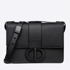 Fausse Sac Dior 30 Montaigne Medium en veau grainé ultramat noir