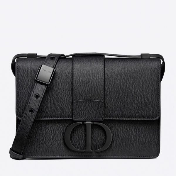 Fausse Sac Dior 30 Montaigne Medium en veau grainé ultramat noir