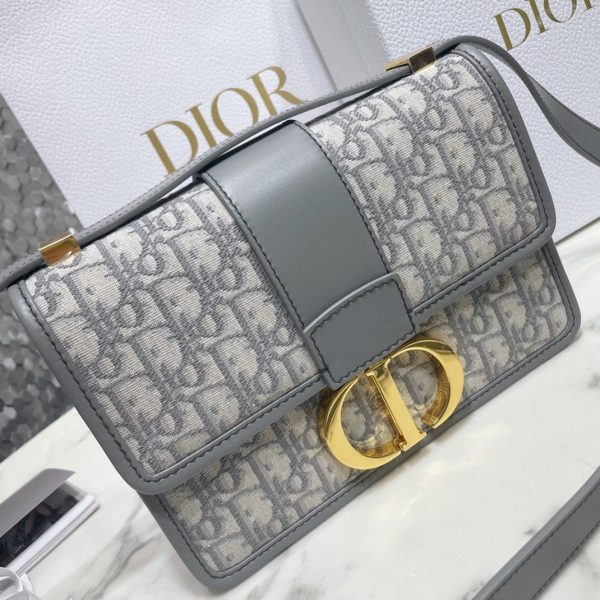 Fausse Sac Dior 30 Montaigne Medium en jacquard Oblique gris – Image 8