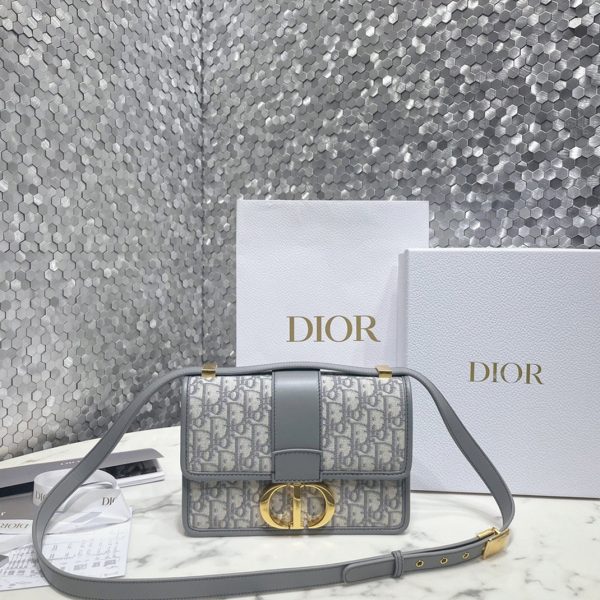Fausse Sac Dior 30 Montaigne Medium en jacquard Oblique gris – Image 2