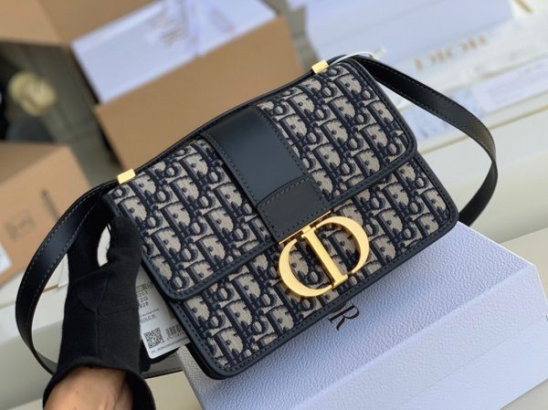 Réplique Sac Dior 30 Montaigne Medium en jacquard Oblique bleu – Image 6