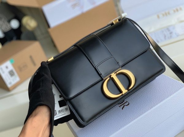 Réplique Sac Dior 30 Montaigne Medium en veau box noir – Image 8