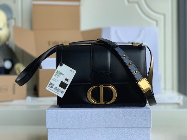 Réplique Sac Dior 30 Montaigne Medium en veau box noir – Image 6