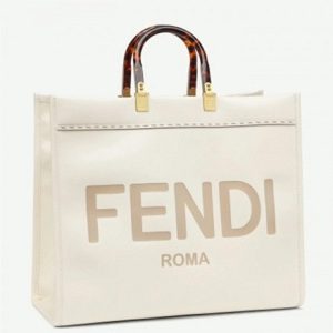 Réplique Fendi Sunshine Grand Sac Cabas en cuir de veau blanc