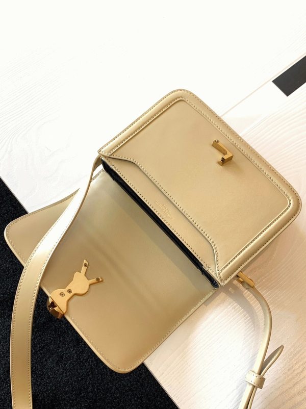Sac Saint Laurent Solferino Small en Cuir de Veau Beige – Image 9