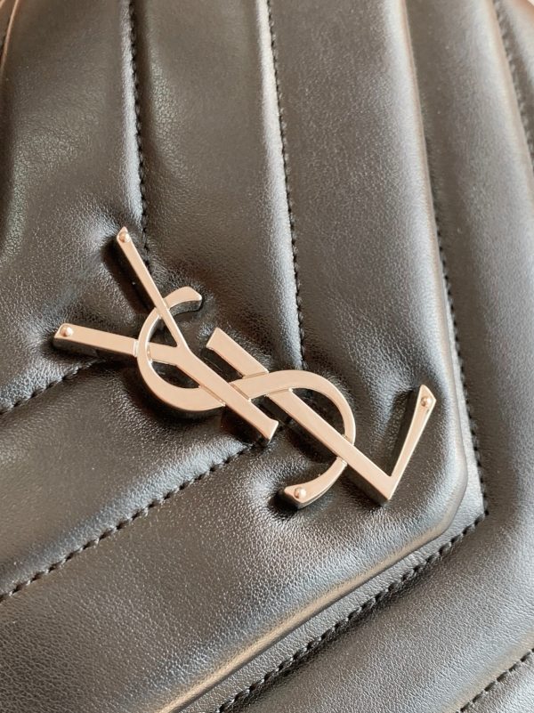 Fausse Sacoche Saint Laurent LouLou Small à Chaîne en Noir – Image 9
