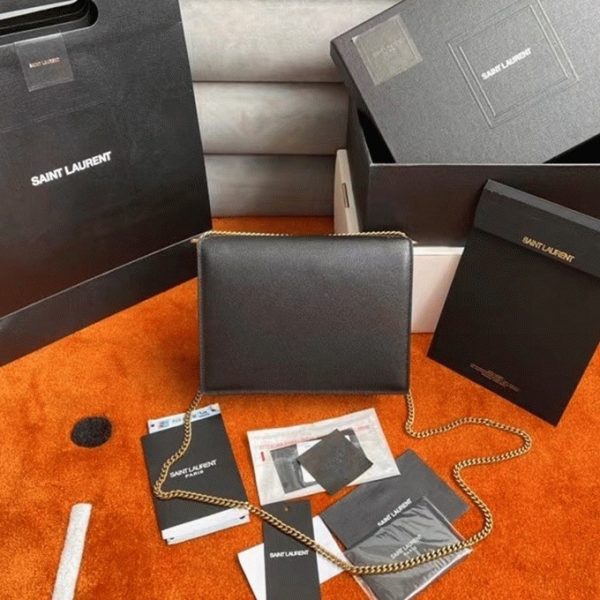 Fausse Sacoche Saint Laurent Cassandra Medium à Chaîne en Noir – Image 8