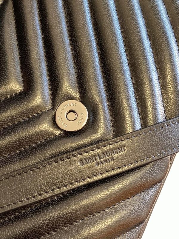 Fausse Sacoche Saint Laurent College Medium à Chaîne en Noir – Image 3
