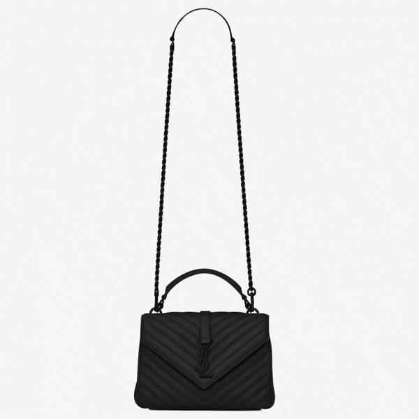 Fausse Sacoche Saint Laurent College Medium à Chaîne en Noir