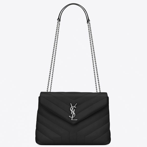 Fausse Sacoche Saint Laurent LouLou Small à Chaîne en Noir