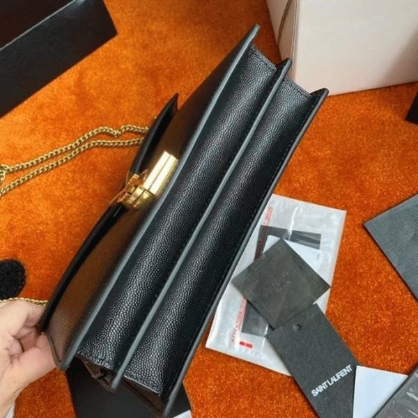 Fausse Sacoche Saint Laurent Cassandra Medium à Chaîne en Noir – Image 3