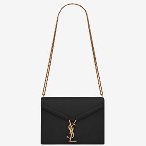 Fausse Sacoche Saint Laurent Cassandra Medium à Chaîne en Noir