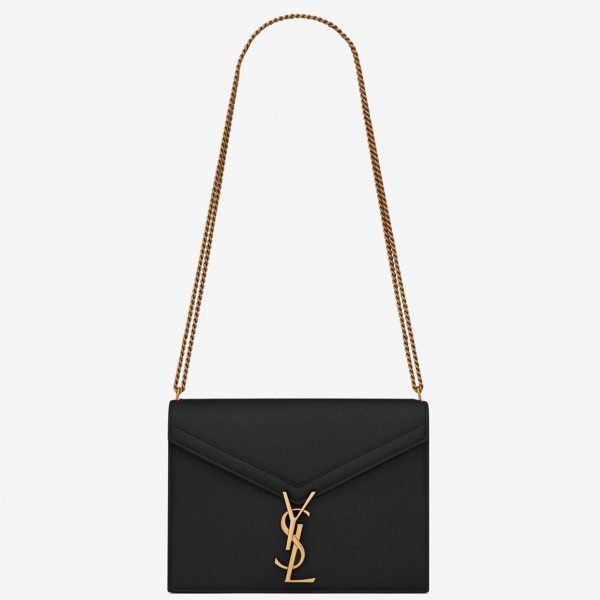 Fausse Sacoche Saint Laurent Cassandra Medium à Chaîne en Noir