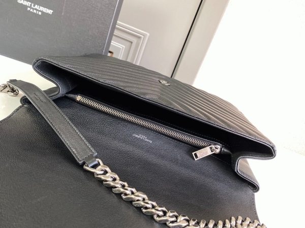 Fausse Sacoche Saint Laurent College Large à Chaîne en Noir – Image 2