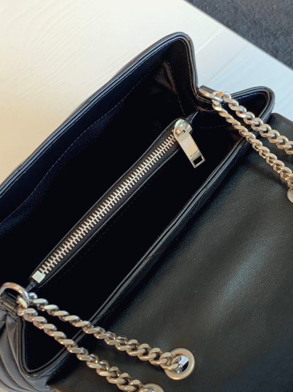 Fausse Sacoche Saint Laurent LouLou Small à Chaîne en Noir – Image 2
