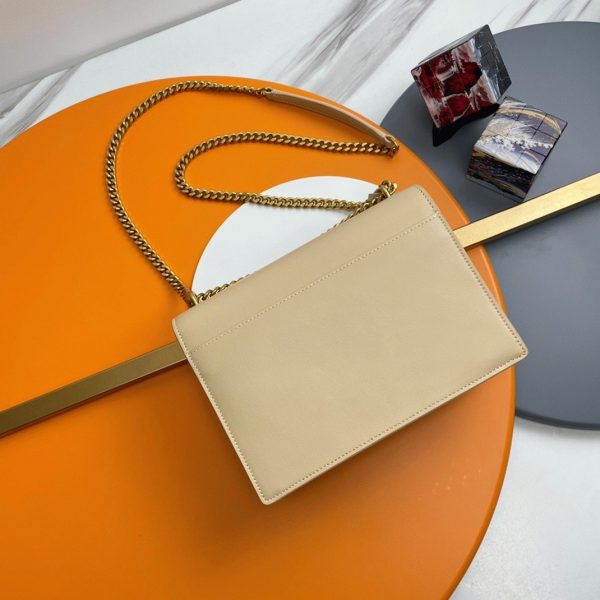 Sac Saint Laurent Sunset Medium à Chaîne en Cuir de Veau Beige – Image 2