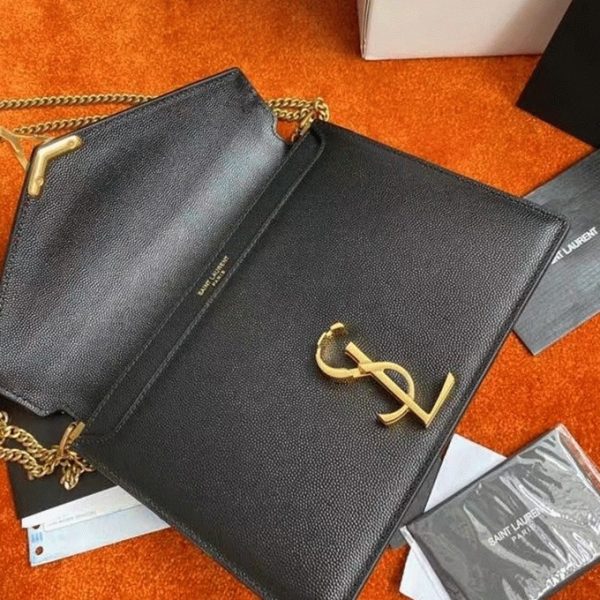 Fausse Sacoche Saint Laurent Cassandra Medium à Chaîne en Noir – Image 2